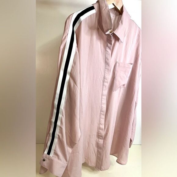 NWOT Notations Pink Button down with stipe sleeve detail 2x - Picture 1 of 4